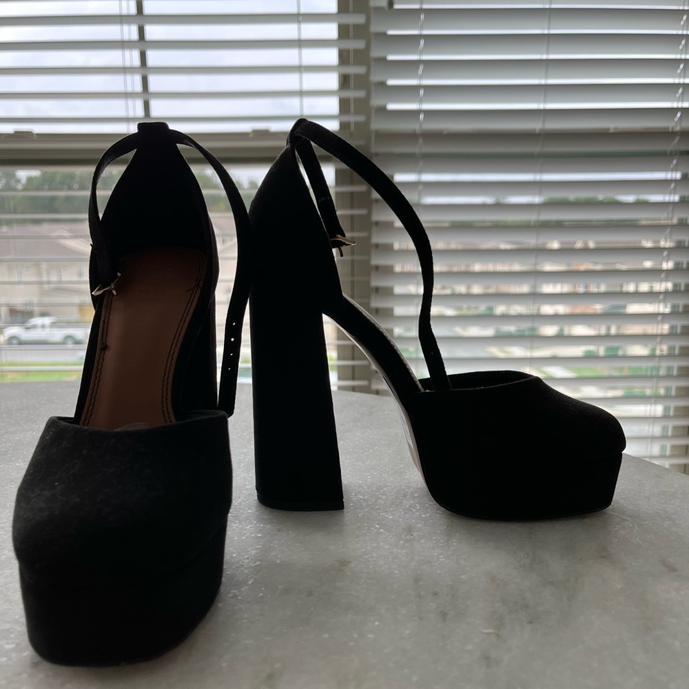 ASOS Black Platform Block Heel Pumps